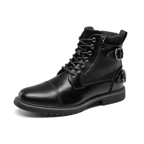 Image of Bruno Marc Men's Motorcycle Boots - Classic Comfort,Size 8,All Black,BMUMAB2514
