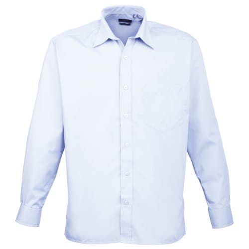 Image of Premier Mens Poplin Long-Sleeved Formal Shirt (17) (Light Blue)