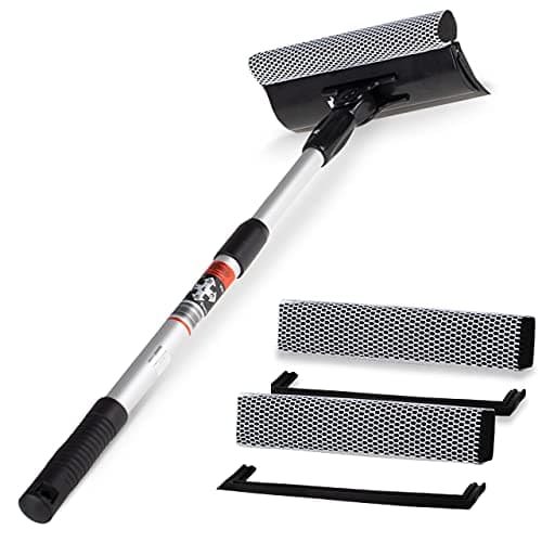 Image of Heyner Telescopic Car Window Squeegee Cleaner XL 70-125cm With 2x Replacement Head Sponge Kit H407510x2