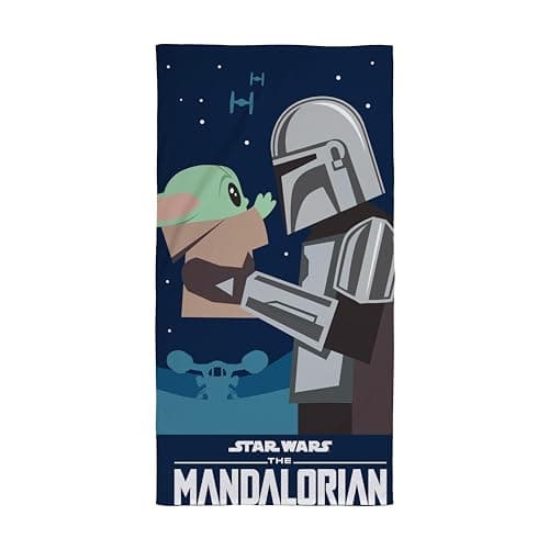 Image of Disney Character World Official Mandalorian Star Wars Towel | Super Soft Feel, I've Been Looking for You Design | Perfect The Home, Bath, Beach & Swimming Pool, 140 x 70 cm