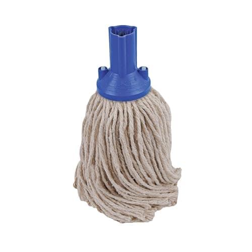 Image of Exel® Blue PY Socket Mop Head, 250g, Recycled Yarn, Push Fit, Compatible with Exel, Hygiene & Wooden Handles