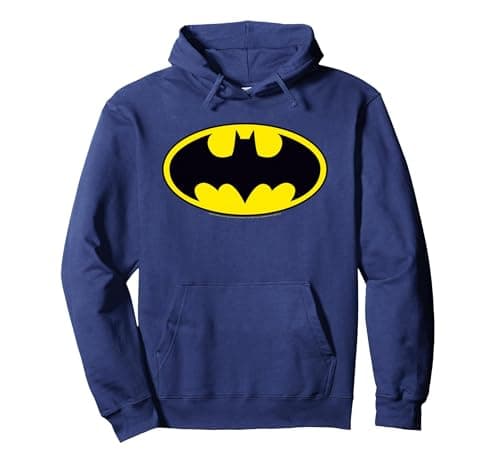 Image of DC Comics Batman Logo Pullover Hoodie, Adult Unisex, Navy Blue, Large