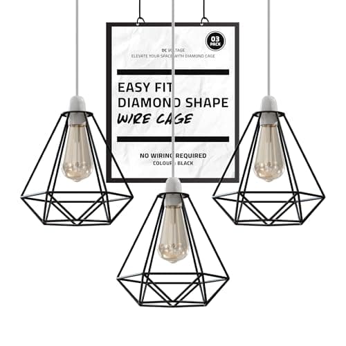 Image of 3 Pack Black Ceiling Light Wire Basket Metal Pendant Lighting Ceiling Light Shade, Ceiling Fitting Light & Industrial Style Light for Indoor Pendant Light Shade lamp Shade