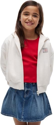 Image of Tommy Hilfiger Girl's Tommy Rhinestone Zip Through KG0KG09443 Other Sweatshirts, WHITE (Ancient White), 12 Years