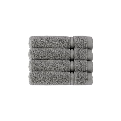 Image of Christy Antalya Face Cloths | Set of 4 | 100% Turkish Cotton | 600GSM | Soft Plush Luxury Flannels | 4 Wash Cloths | Quick Dry | Storm Grey