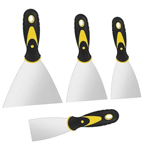Image of FANTESI 4 Pcs 4 Pcs Stainless Steel Wallpaper Scraper Paint Scraper Set, Filling Putty Knife Tool Putty Drywall Joint Knife Plastering Tools for Drywall Repair