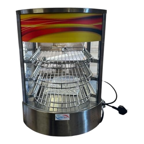 Image of Curved Glass Commercial Hot Food Pie Pizza Warmer Display Cabinet silver
