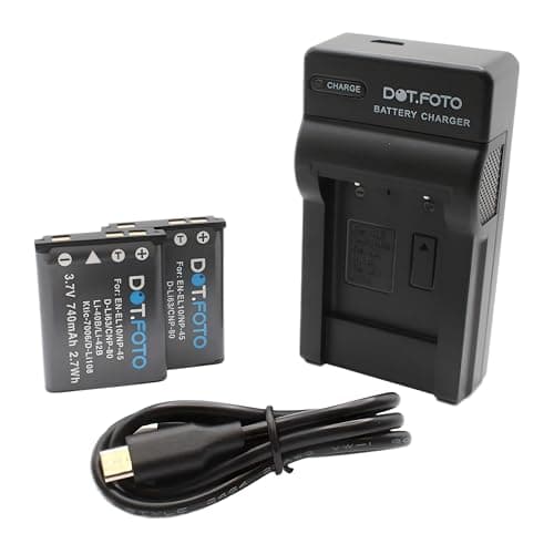 Image of Dot.Foto LI-40B, LI-42B Premium 740mAh Battery (2-pack) & LI-40C type USB Battery Charger for Olympus C-25, C-520, C-540, C-550, C-560, C-570 / D-630 ZOOM, D-720, FE-20, FE-150, FE-160, FE-5035