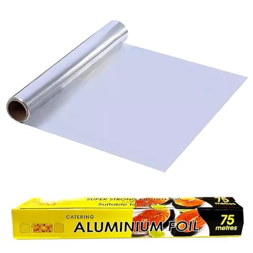 Image of ANGIX Aluminium Foil - 450mm x 75m Heavy Duty Aluminium Kitchen Foil Roll for Cooking, BBQ, Roasting & Baking, Catering Tin Foil Roll
