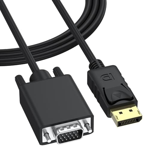 Image of Meliya DisplayPort to VGA Cable 1.8M, Display Port DP to VGA 1080P@60Hz Adapter Converter Male to Male Braided Cord for Desktop Laptop Computer to Monitor Projector TV