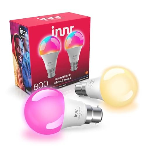 Image of Innr Zigbee Smart Bulb, Works with Hue* and Alexa (Bridge Required), White & Colour, 16 Million Colours, B22 LED Bayonet Bulb, Dimmable, 880 Lumen, 2-Pack