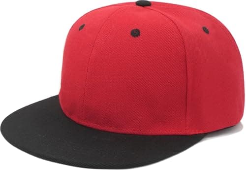 Image of YeeHeen Snapback Hat Flat Bill Visor Hats Adjustable Hip Hop Baseball Cap for Women Men Red Black