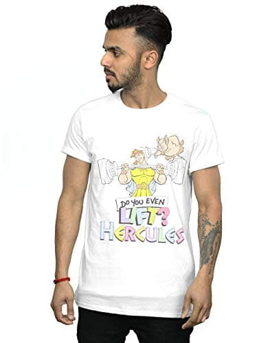 Image of Disney Men's Hercules Do You Even Lift? T-Shirt White Medium