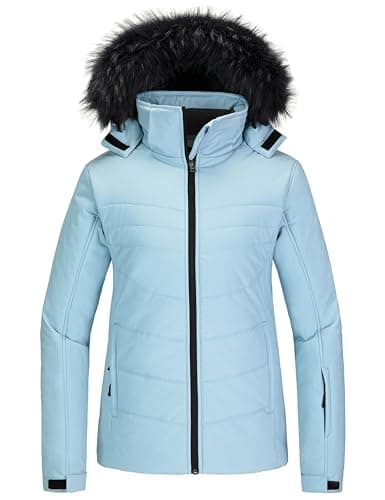 Image of Skieer Women's Waterproof Ski Jacket Warm Winter Snow Coat Windproof Hooded Rain Jacket Blue S