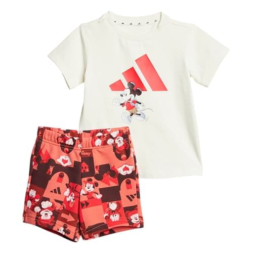 Image of Adidas - Baby Mickey Mouse T-Shirt Set, Off White/Pure Ruby, 12 Months