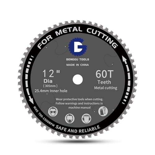 Image of DONGGU TOOLS 305mm 60T TCT Metal Cutting Saw Blade - Compatible with DeWalt Bosch Makita Milwaukee & Evolution Cold Cut Saws, 25.4mm Arbor for Steel/Aluminum/Stainless Steel