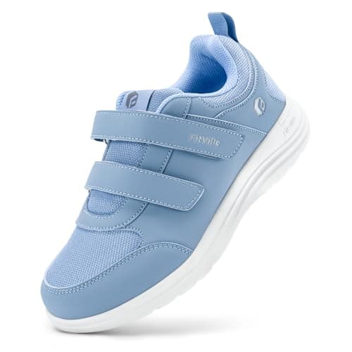 Image of FitVille Women's Extra Wide Fit Shoes for Swollen Feet, Easy Close Adjustable Diabetic Shoes for Ladies, Non-Slip Lightweight Orthopedic Walking Trainers for Elderly, Blue, 8.5 UK X-Wide