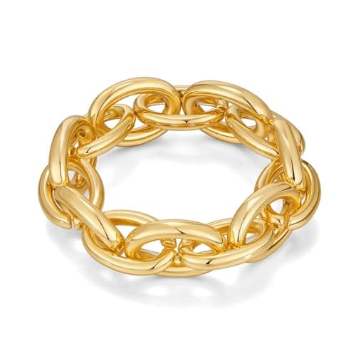 Image of WOWORAMA Chunky Gold Bracelet for Women Elastic Stretch Link Chain Bracelets Thick Chunky Chain Bracelet Adjustable Gold Statement Bracelets