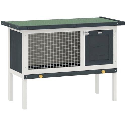 Image of PawHut Wooden Rabbit Hutch Bunny Cage Openable Roof for Outdoor 90 x 45 x 65 cm