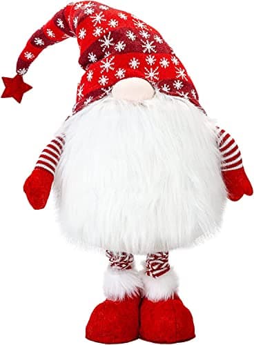 Image of PMS VFM - Christmas Giant Gonk Red Standing, Extending Legs Gnome, Xmas, Plush, Decoration, Tree Ornaments, Holiday Decor, Swedish, Navian, Great for Christmas 34"/86cm