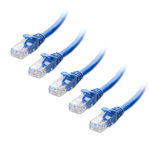 Image of Cable Matters 5-Pack 10Gbps Snagless Short Cat6 Ethernet Cable 0.3m (Cat6 Cable, Cat 6 Cable) in Blue - 0.3 Meter