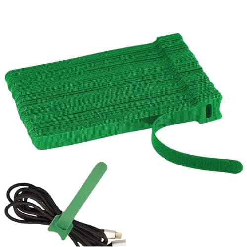 Image of Green, Reusable, 30PCS, 6 inch Adjustable Anti - Slip Nylon Plant Ties & Straps Featuring Hook and Loop Fasteners - Optimal for Climbing Plants Support and Christmas Garland Ties