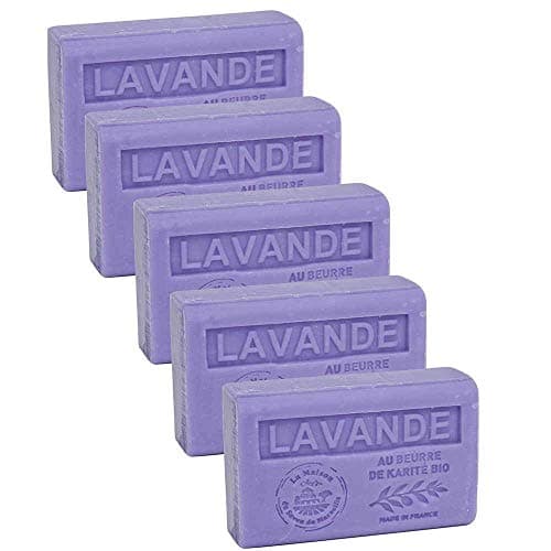 Image of Savon de Marseille - French Soap made with Organic Shea Butter - Lavender Fragrance - Suitable for All Skin Types - 125 Gram Bars - Set of 5