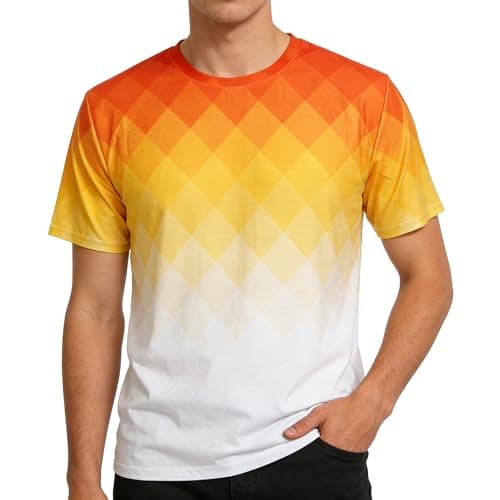 Image of Goodstoworld Mens Neon Football Training Sport Active Wear Workout T-Shirt, Orange White L