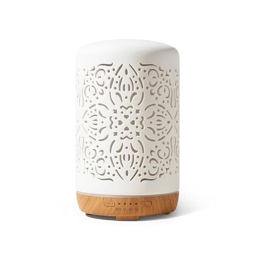 Image of Earnest Living Essential Oil Diffuser White Ceramic Diffuser 250 ml Timers Night Lights and Auto Off Function Home Office Humidifier Aromatherapy Diffusers for Essential Oils