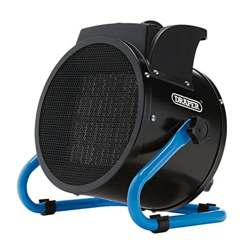 Image of Draper 04566 PTC Fan Heater, 2.8kW, 2 Heat Settings, Blue and Black, Heater for Home and Office