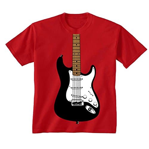 Image of Youth Kids Childrens Electric Guitar Image T-Shirt Red 7-8 Years (M)