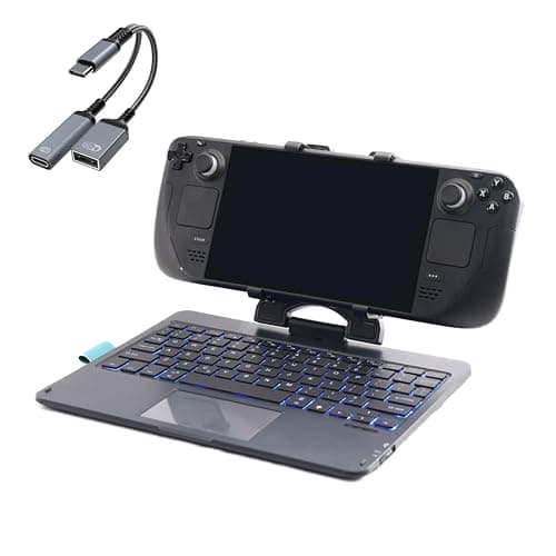 Image of Invensic DeckTop with Splitter - Steam Deck Keyboard and Bluetooth Trackpad Mouse with Multicolor LED Laptop Accessory for Valve Linux PC Gaming Accessories (Steam Deck/ROG Ally)