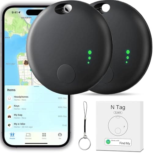 Image of Smart Tracker Tag, YiYunTE 2 Pack Item Key Finder Locator compatible with Find My App(iOS only), Kids Children Tracking Tag Device, Small Bluetooth GPS Tracker for Cat Dog Pet Wallet Luggage