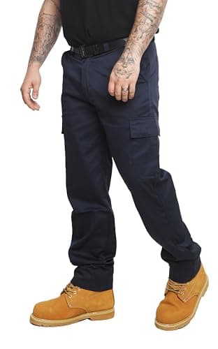 Image of Ranger Cargo Work Trousers, Combat Style Tactical Work Pants in Black & Navy Blue. Built for Tradesmen, Ideal for Storing Tools, Designed with Maximum Durability. (Navy 30 S)