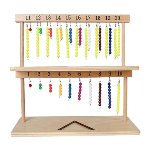 Image of Wooden Montesori Bead Rack - Durable Counting Frame 1-20 Colorful Toy for Learning Math Educational Number Practice Tool | Learning Activity