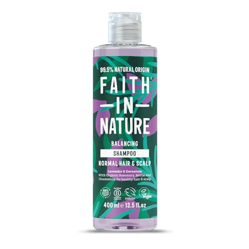Image of Faith In Nature Natural Lavender & Geranium Shampoo, Balancing for Normal Hair & Scalp, Vegan & Cruelty Free, No SLS, Silcones or Parabens, 400ml
