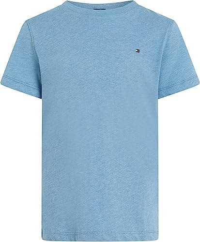 Image of Tommy Hilfiger Boys’ Short Sleeve Round Neck T-Shirt, Blue (Dark Allure Heather), 14 Years