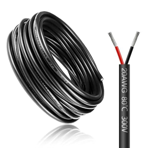 Image of LightingWill 49.2FT/15M 20AWG 2x0.5mm² Electrical Wire 2 Core Cable, 20 Gauge 5V/12V/24V/240V/300V Low Voltage Extension Cable, Tinned Copper Wires, Flexible Wire High Temperature Resistant
