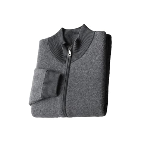 Image of Men's Cashmere Cardigan Sweater Zipped Cardigan High Neck Neck Comfortable Thick Warm Soft Casual Clothing Business Commuting Tops Gray