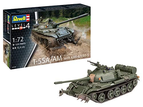 Image of Revell 03328 T-55A/AM with KMT-6/EMT-5 1:72 Scale Unbuilt/Unpainted Plastic Model Kit