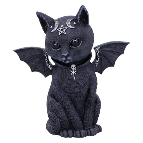 Image of Nemesis Now B5149R0 Malpuss Winged Occult Cat Figurine, Polyresin, Black and Silver, 10cm