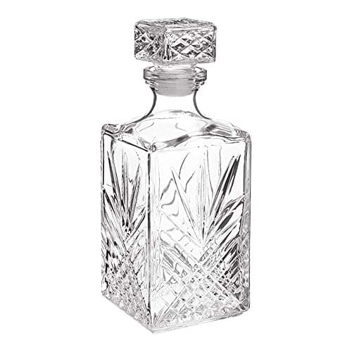 Image of Bormioli 1 Litre Cut Glass Square Glass Decanter Whisky Decanter