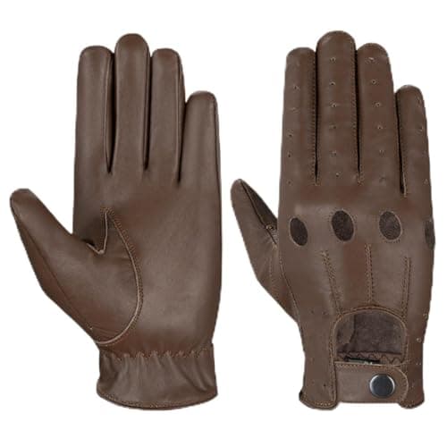 Image of Hand Fellow Men's Leather chauffeur Vintage Retro Style Without Lining Driving Gloves (Light Brown, XL)