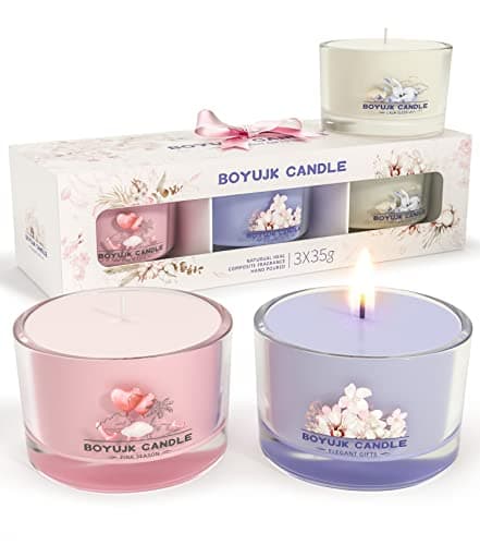 Image of BOYUJK Candles Gifts for Women | Scented Candles Gift Set for Anxiety | 3 Scented Filled Votive Candles | Relaxation Gifts for Women