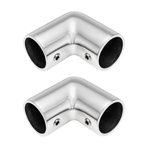 Image of Briny River 2Pcs 22mm 316 Stainless Steel Marine Boat Yacht Hand Rail for Ship Boat 48x48mm 90 Degree Elbow