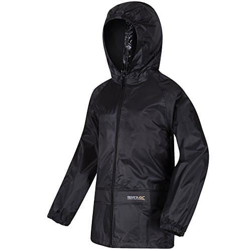 Image of Regatta Kids Fully Waterproof Jacket Black, Navy OR Pink Childs Boys OR Girls (7-8 Years, Black)