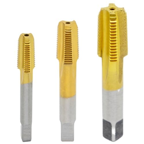 Image of 3PCS NPT Pipe Tap Set, 1/16" 1/8" 1/4" Tap Pipe Thread, M35 Cobalt Steel, Extra Hard, Industrial Grade for Heavy-Duty Jobs, More Durable & Heat Resistant, Perfect for Stainless Steel