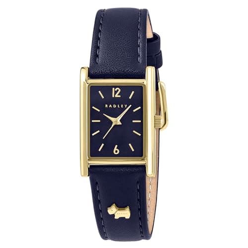 Image of RADLEY Gold Plated Case Ink Navy Leather Strap Watch RY21900