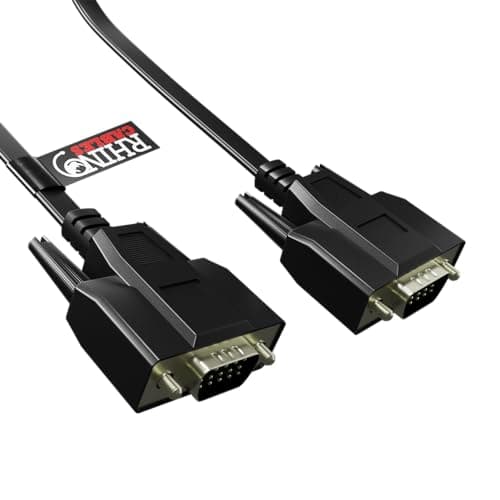 Image of rhinocables - Flat SVGA/VGA Cable | Ultra-Thin Design | Supports 1080p Video | Durable & Easy Installation | Versatile Compatibility, Black, 1m