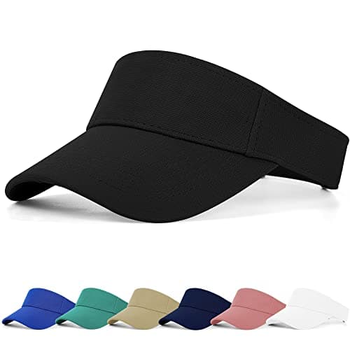 Image of FCHUI Sun Visor Cap - Women Ponytail Baseball Cap for Women and Ladies, Long Peak Thicker Sweatband Adjustable Hat for Golf Cycling Fishing Tennis Running Jogging Visor Hats for Men (Black)